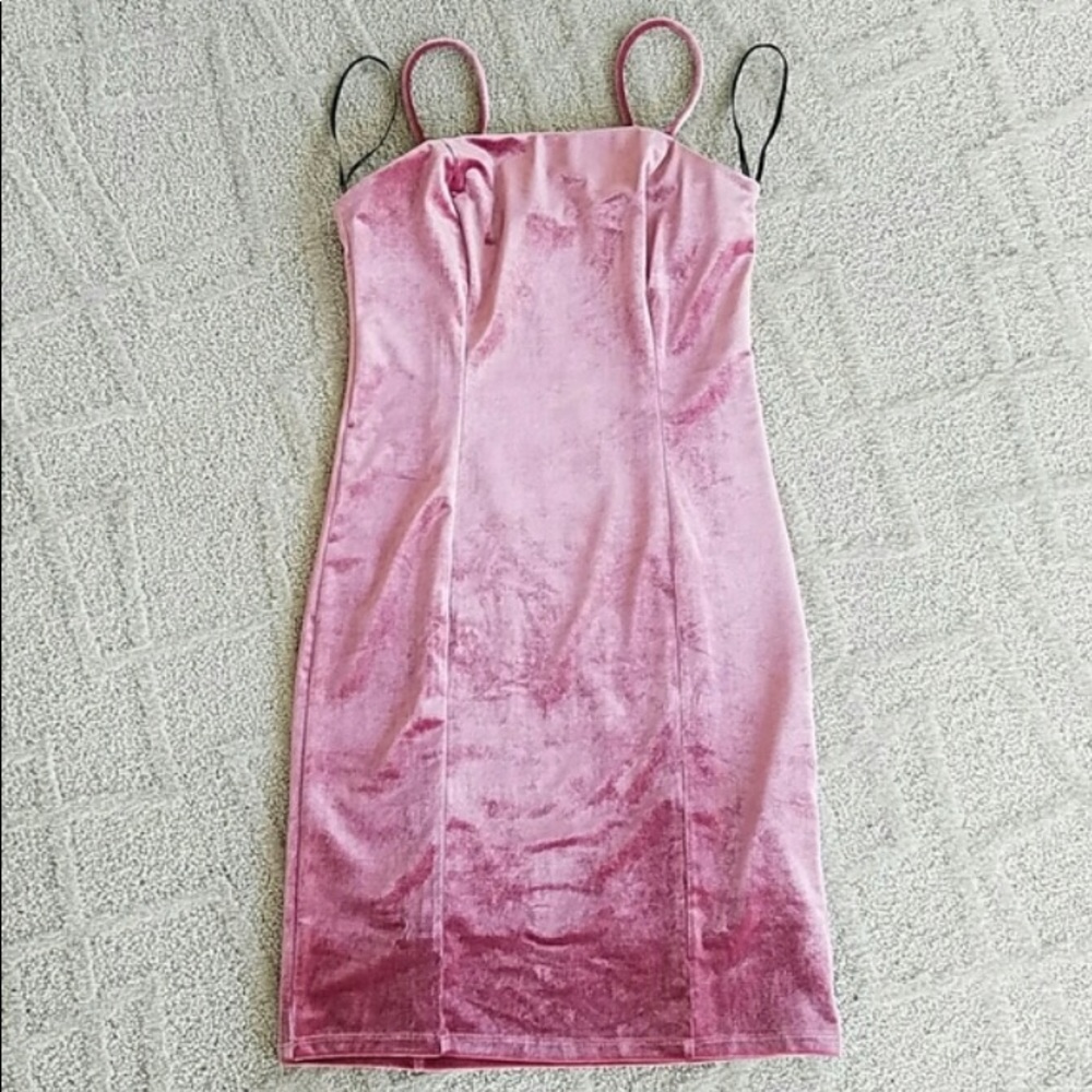 Velvet pink slip dress